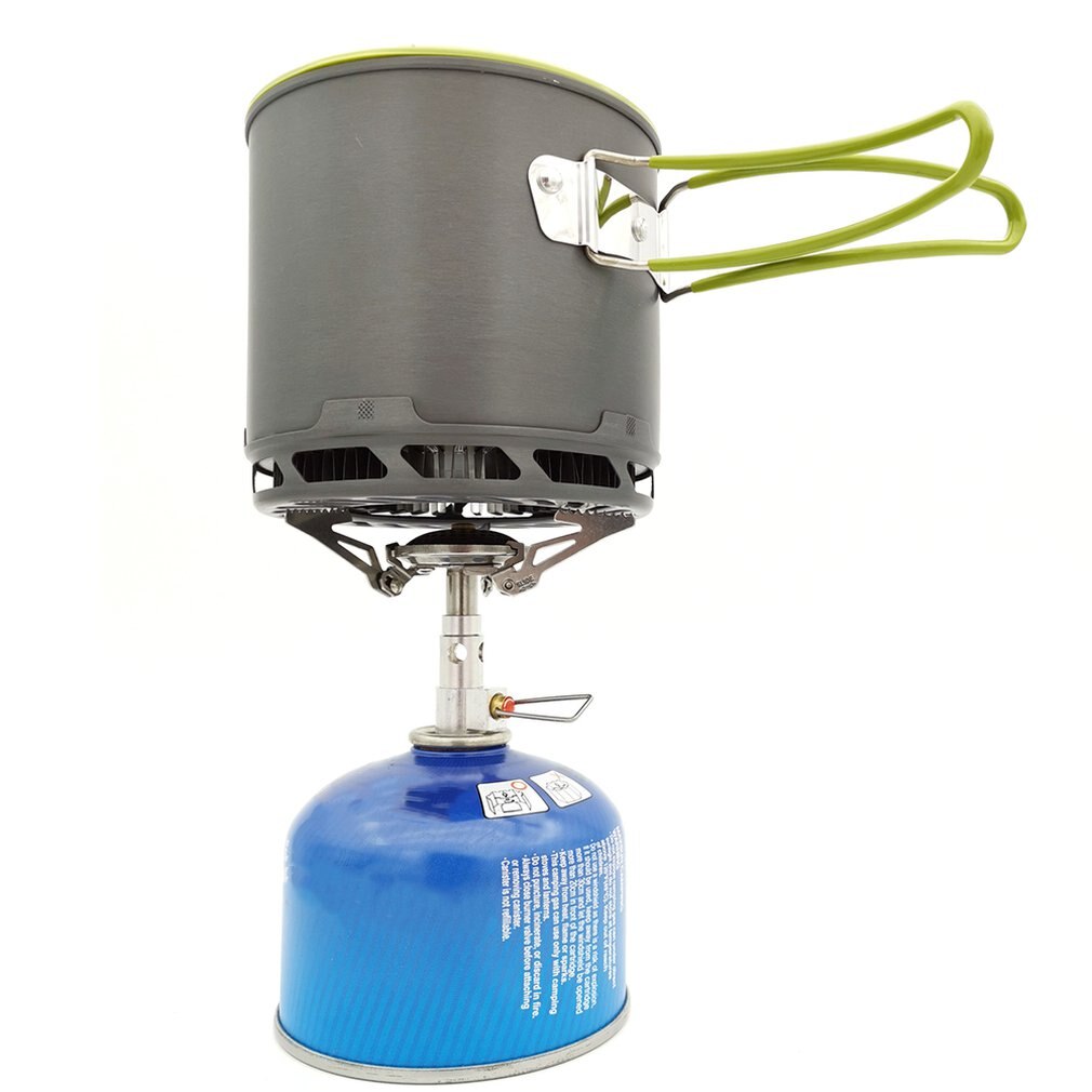 Outdoor 1-2 Person Portable Anodized Aluminum Alloy Camping Set Pot Hiking Backpack Cookware Pot: green