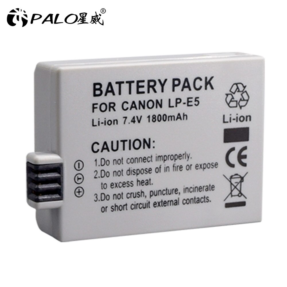 1800mAh LPE5 LP E5 LP-E5 Battery + LCD Dual USB Charger For Canon 450D 500D 1000D KISS X2 X3 F Rebel XS XSi T1i: WHITE