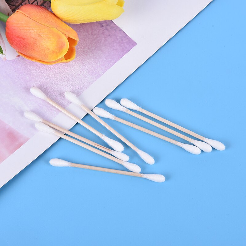 30 unids/pack palos de madera de doble cabeza hisopos de algodón mujeres maquillaje brotes punta médica para nariz y orejas de limpieza herramientas de cuidado de salud