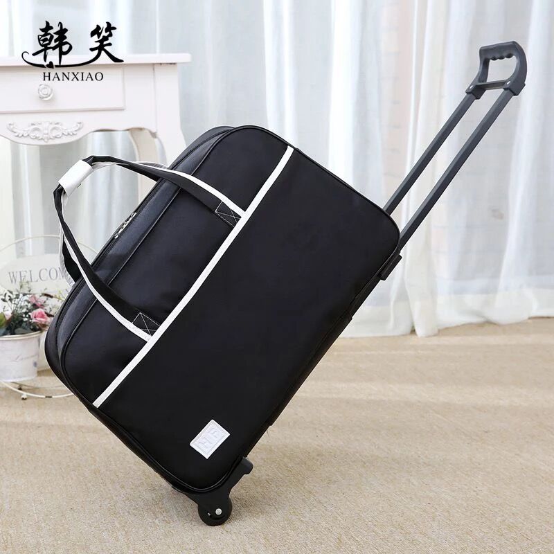 Rolling Bagage Tas Op Wielen Trolley Bagage tas gaan Winkelen Reizen Koffers voor Meisjes Vrouwen Handtas Bagage Boarding doos: black / 18"