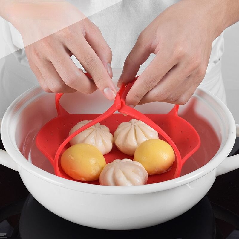 Fold Safe Multifunction Stove Useful dumpling Silicone Steamer Basket With Handles Kitchen Gadgets Kitchen Tool