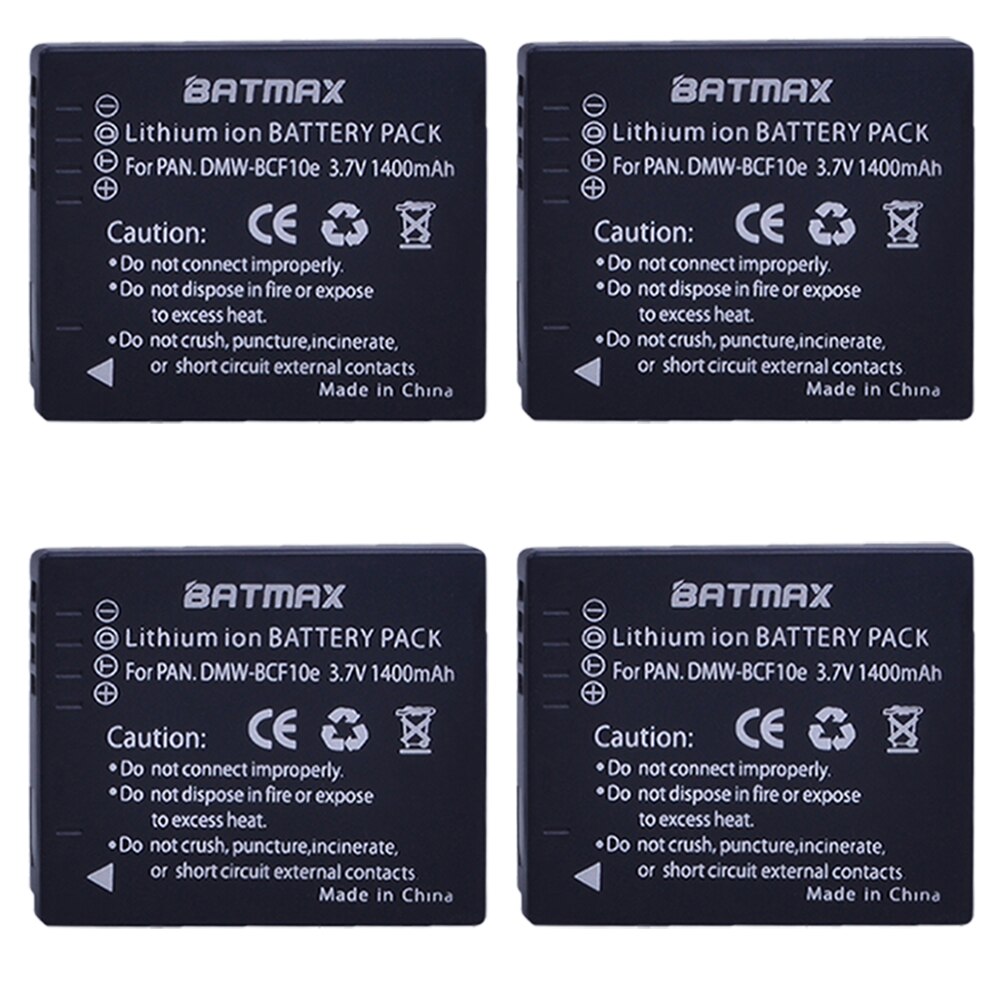 Batamx 1400mAh DMW-BCF10 DMW-BCF10E DMW-BCF10PP Battery+LCD USB Charger for Panasonic Lumix CGA-S/106B, DMC-F2, DMC-F3, DMC-FH1: 4 battery