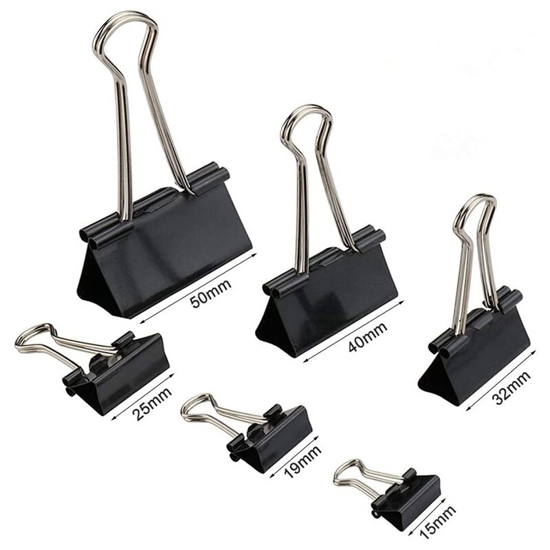 130 Pcs Assorted Sizes Binder Clips Big Paper Clamps Metal Fold Back Clips for Office School and Home Supplies, Black