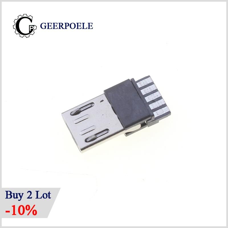 20 pcs/lot 5 Pin Micro USB Connector Jack Tail USB Plug Sockect Terminals Male Conector Diy Electronic Tail