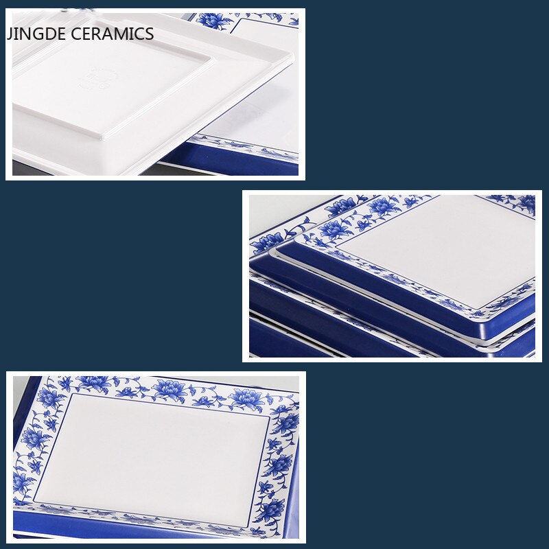 Food Grade Plastic Bone Plate Is Not Easy To Break Square Retro Classic Plate Restaurant Kitchen Dish