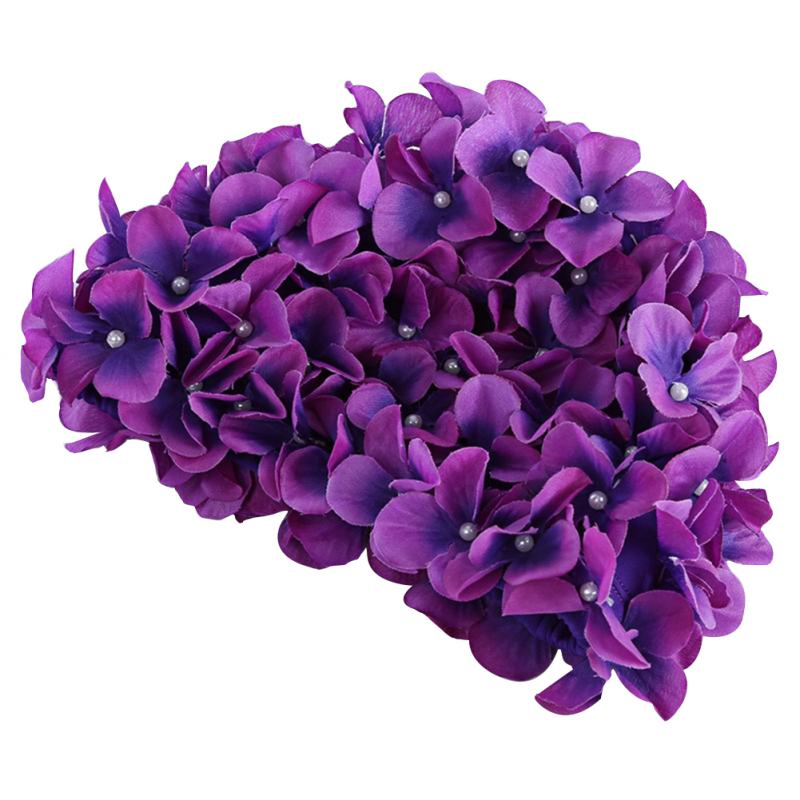 Outdoor Vrouwen Bloemen Bad Cap Dames Badmuts Voor Lang Haar Leuke S: Paars