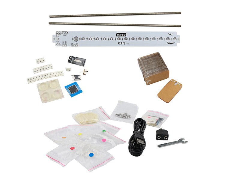 Ghxamp led-tasonäyttö  ks16 musiikkitaajuutta teese-itse sarjat vu torni fantasia kristalli äänipylväs elektroniset tee-se-itse sarjat 1pc: Sarjat tee itse