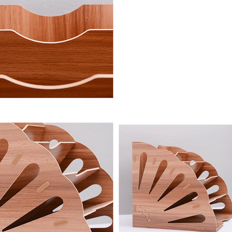 Wooden Fan-Shaped File Sorter for Office Desktop azine File Manager