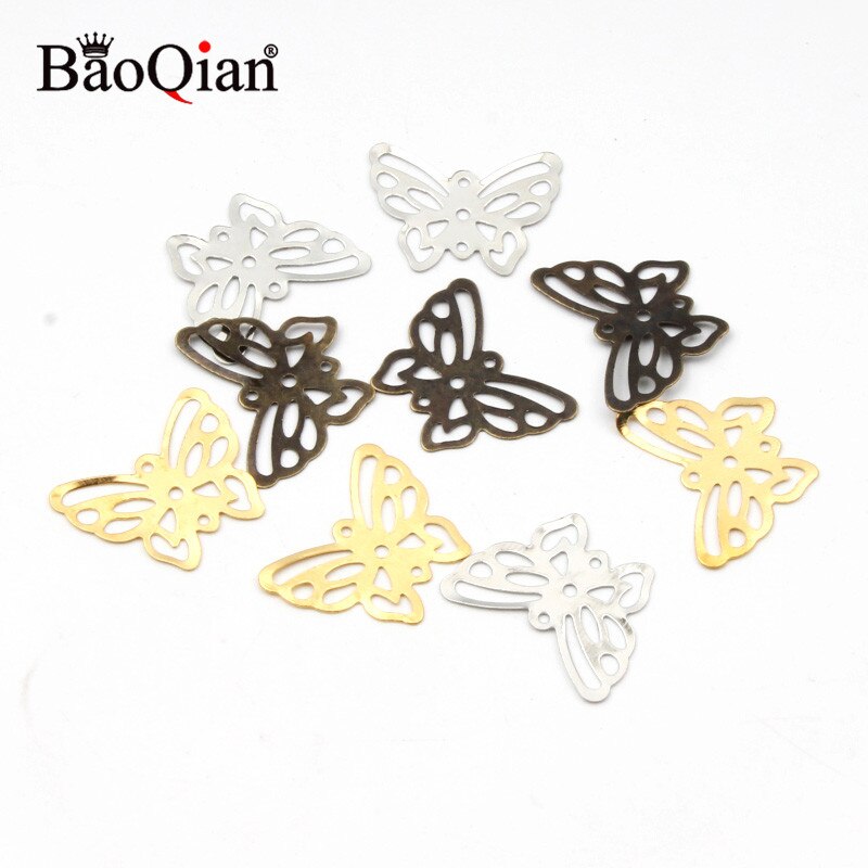 50 Uds 16x21MM mariposa envolturas de filigrana flor conectores Artesanía de Metal Scrapbooking conector para la fabricación de la joyería DIY Decoración