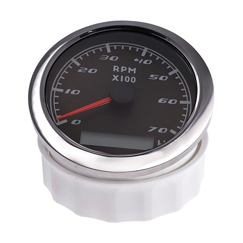 Edelstahl Lünette Auto Stiefel Drehzahlmesser 7K RPM Digital Tacho Meter Mit LCD Stunde Meter Für Gas Motor- Marine 85MM