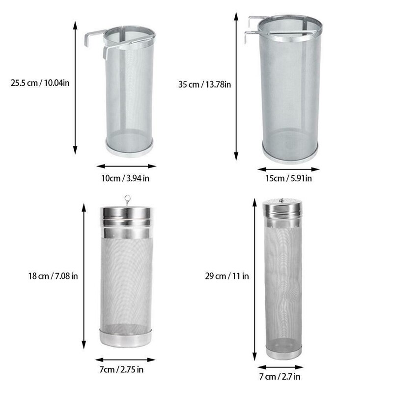 Stainless Steel Brew Beer Hop Mesh Filter Strainer with Hook Beer Brewing equipment inline filter distillation washable for bags