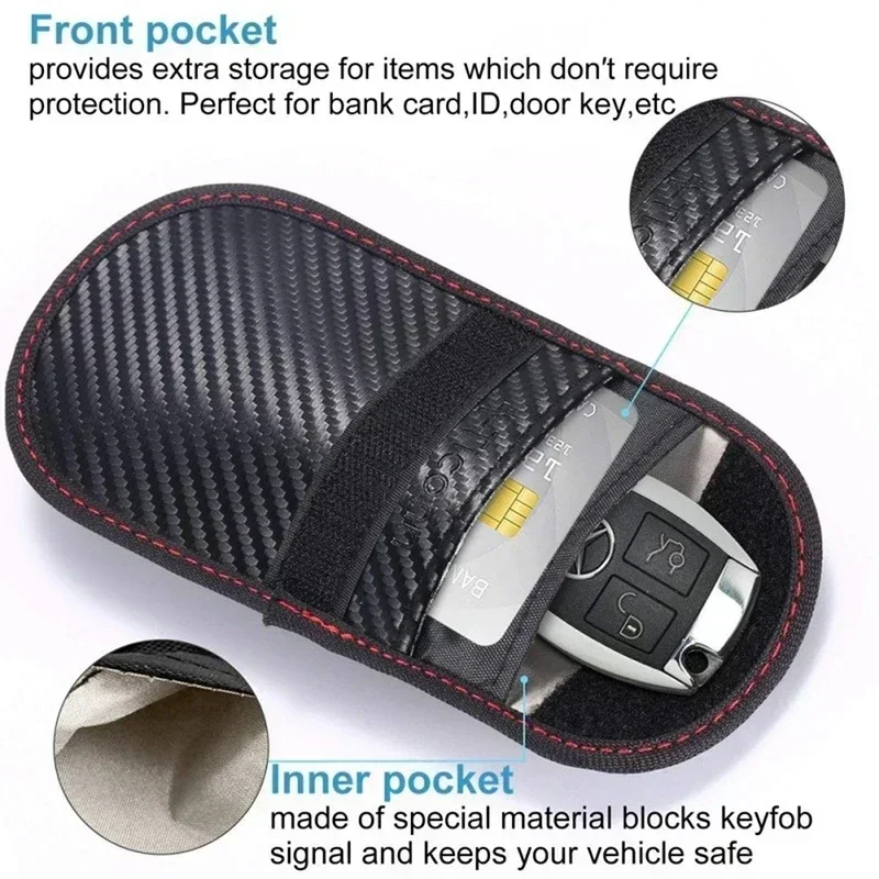 Karte Auto Schlüssel Fall FOB Signal Blocker Tasche RFID Abschirmung Schlüssel Kreditkarte Taschen Organizer für Privatsphäre Schutz