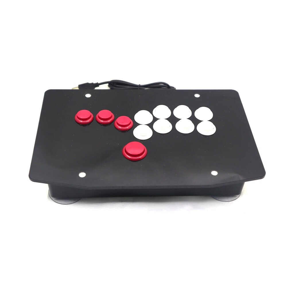 RAC-J500B All Buttons Hitbox Style Arcade Joystick Fight Stick Game Controller For PC USB: Red and White