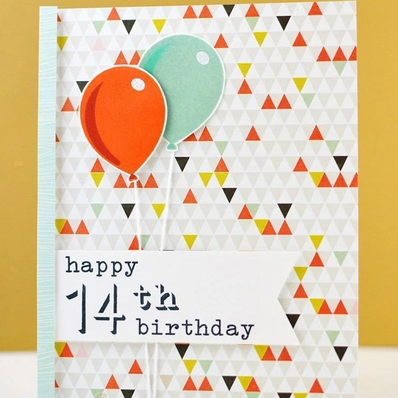 QWELL Balloon Metal Cutting Dies And Clear Silicone Stamps Birthday Wishes For Craft Paper Cards Album DIY Scrapbooking