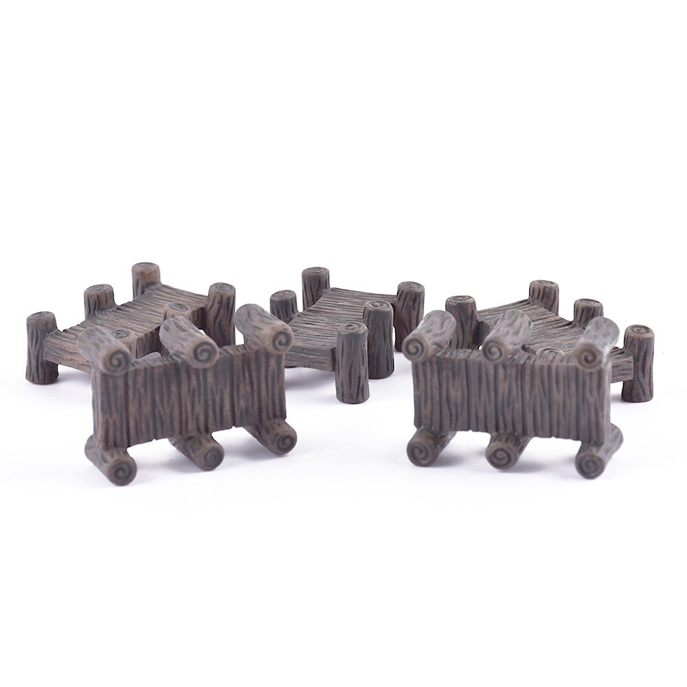 1 Set Mini Wooden Bridge Micro Landscape Resin Bonsai Figurines Fairy Garde Garden Decor Decoration Home & Kitchen Fairy