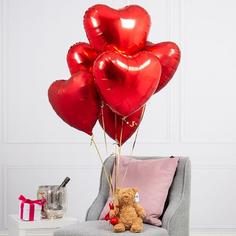 Starlzmu 10 stk 18 tommer guld hjerteballoner bryllupsdekorationmylar fødselsdag balloner mylar helium ballon valentinsdag globos: 10 stk rød økse