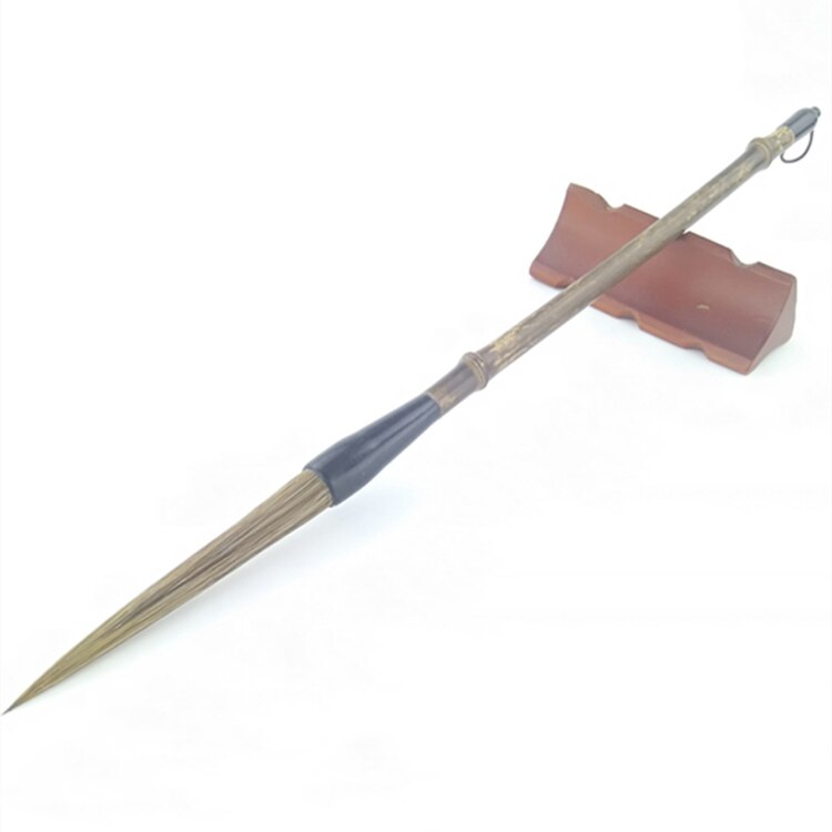 Long size Chinese Calligraphy Brush Pen Slender Gold Writing Xing Cao Chinese Line Liner Painting Brush Stone Hard Badger Hair
