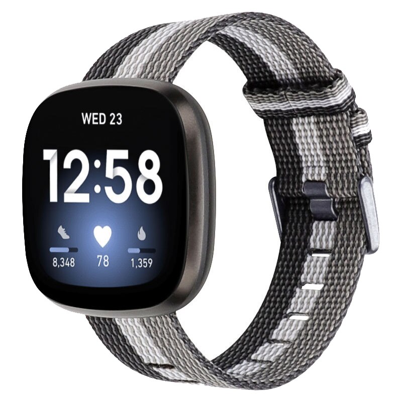 Nylonbånd til fitbit versa 3 strop lærred vævet armbånd armbånd erstatning for fitbit sense bands tilbehør kvinder mænd sl
