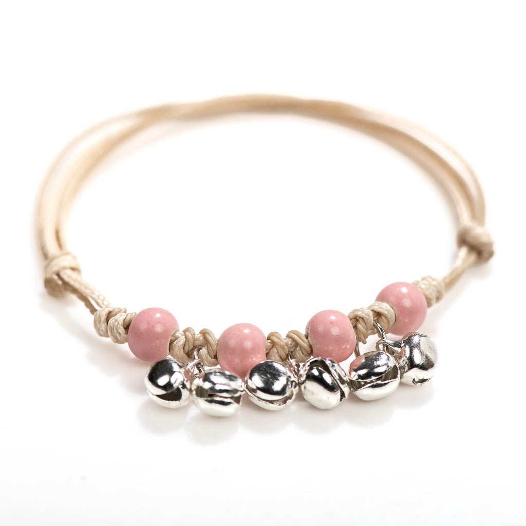 Handmade Ceramic Retro Style Beads Adjustable Size Bracelet Small Bell Low Price Items 1H901: Vermeil
