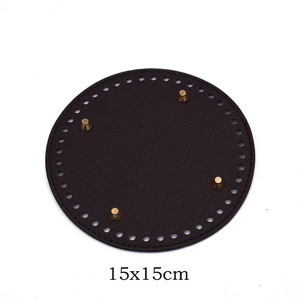 15*15cm Round Bottom For Knitted Bag PU Leather Bag Base With Holes DIY Handmade Bag Bottom Crochet Bag Bottom Accessories: army green