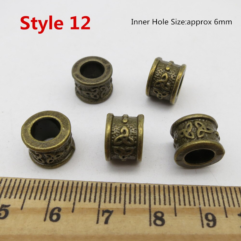 5 st olika stilar viking rune hår fläta dread beard dreadlock pärlor ringar tub för kvinnor män tillbehör: 5 st stil 12