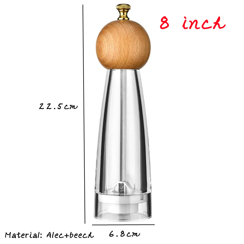 5/6/8 tums manuell pepparkvarn akryl keramisk kärna peppar havssaltkvarn multifunktionell spannmålskvarnar kryddkvarnar prylar: Mång