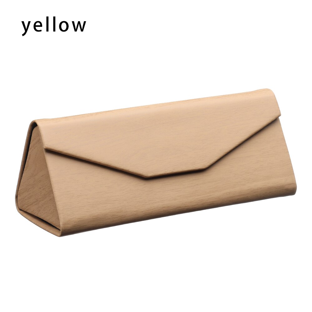 1 Pcs Crocodile Texture Folding Triangle Sunglasses Box PU Waterproof Eyewear Case Protective Glasses Box Eyeglasses Organizer: B yellow