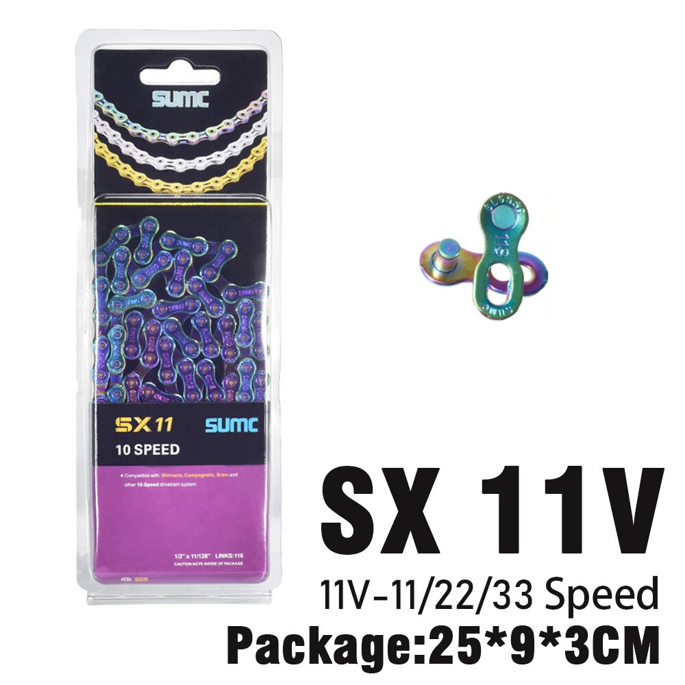 SUMC-cadenas de colores para bicicleta de montaña, accesorios para bici de 9V, 10V, 11V y 12V, cadena de arcoíris plegable con hebilla mágica: SX 11V