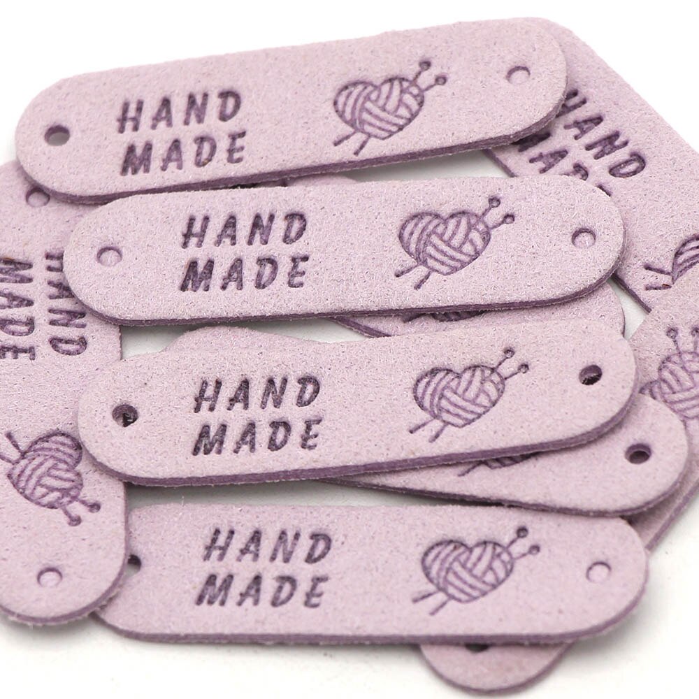 20Pcs Hart Hand Made Etiketten Voor Kleding Jas Handgemaakte Lederen Label Op Kinnting Hoeden Naaien Tags Kledingstuk Accessoires 45*12Mm