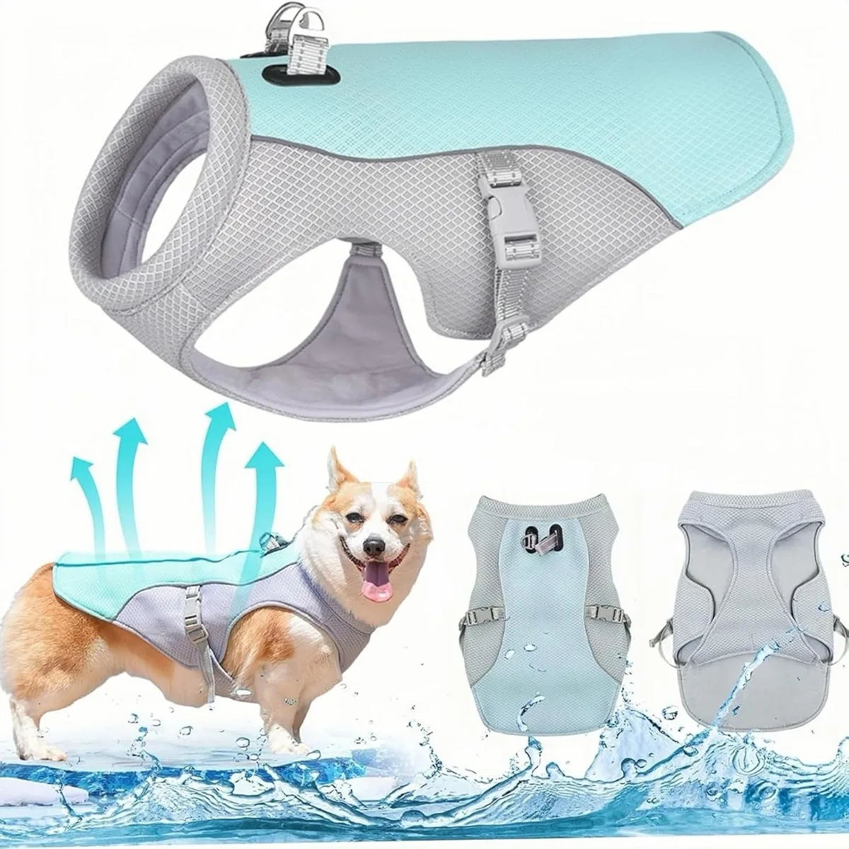 Hengittävä koiran viilennysliivi kesäksi säädettävillä hihnoilla uv-suojattu verkkokangas lemmikkien lämpöhalvauksen ehkäisyyn: Xxl / Vihreä