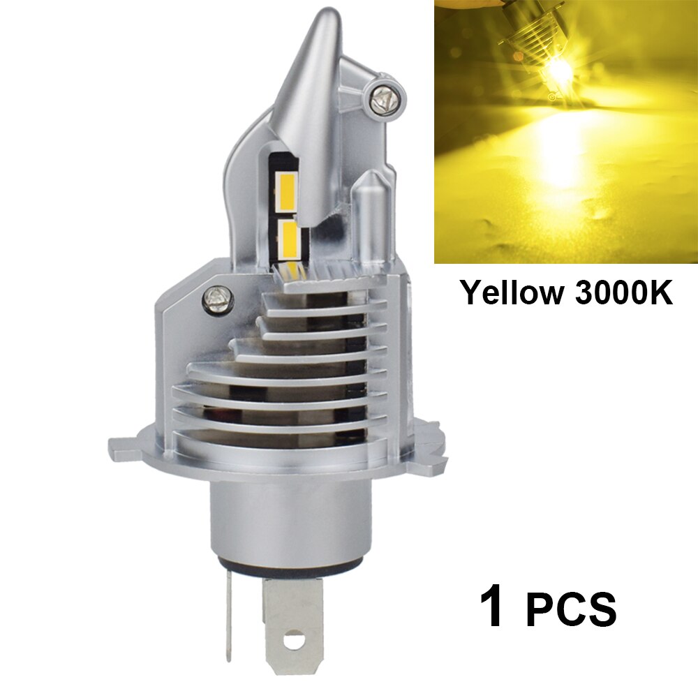 JALN7 Fighter-bombilla de faro LED H4, HS1, HB2, 12V, 60/55W, haz de Hilo, lámpara automática, 6500K, superblanco, amarillo, 3000K: 1pcs Yellow 3000K