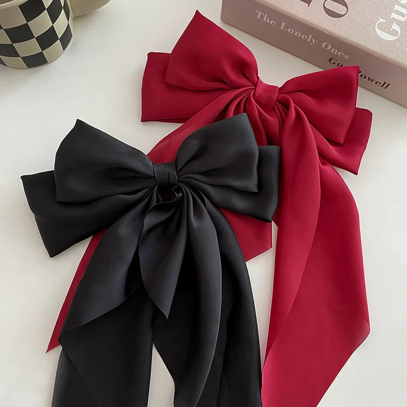 1 pieza de Clip para el cabello con lazo, Clip de primavera de satén liso Simple a la , pasador para el cabello, diadema Retro , Clips, accesorios para el cabello para niñas