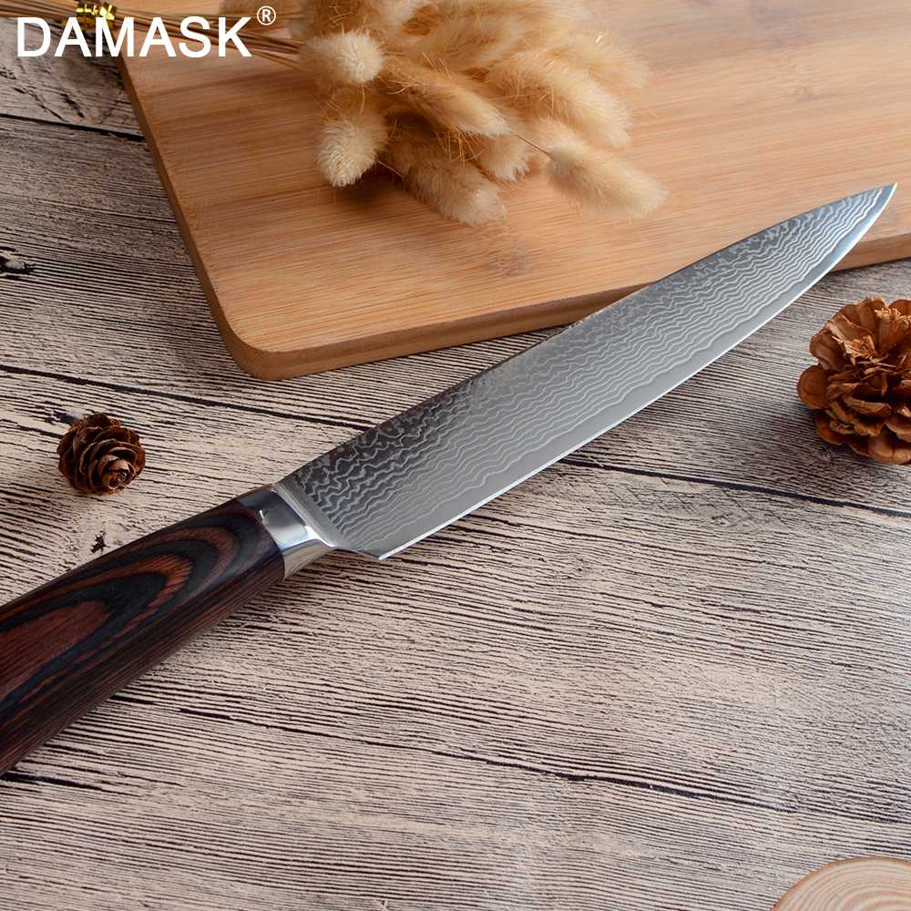Damask couteaux de cuisine en acier | VG10 de supérieure, damas manche G10 utilitaire de parage, Santoku hachage couteaux de cuisine, Chef