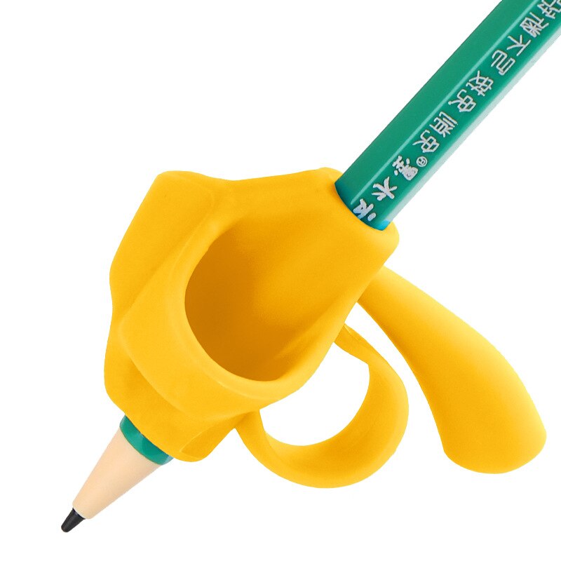 Three/Five Finger Silicone Pen Holder Writing Aids Beginner Writing Thumb Correction Grip Trainer Children Supplies: 5 fingers yellow