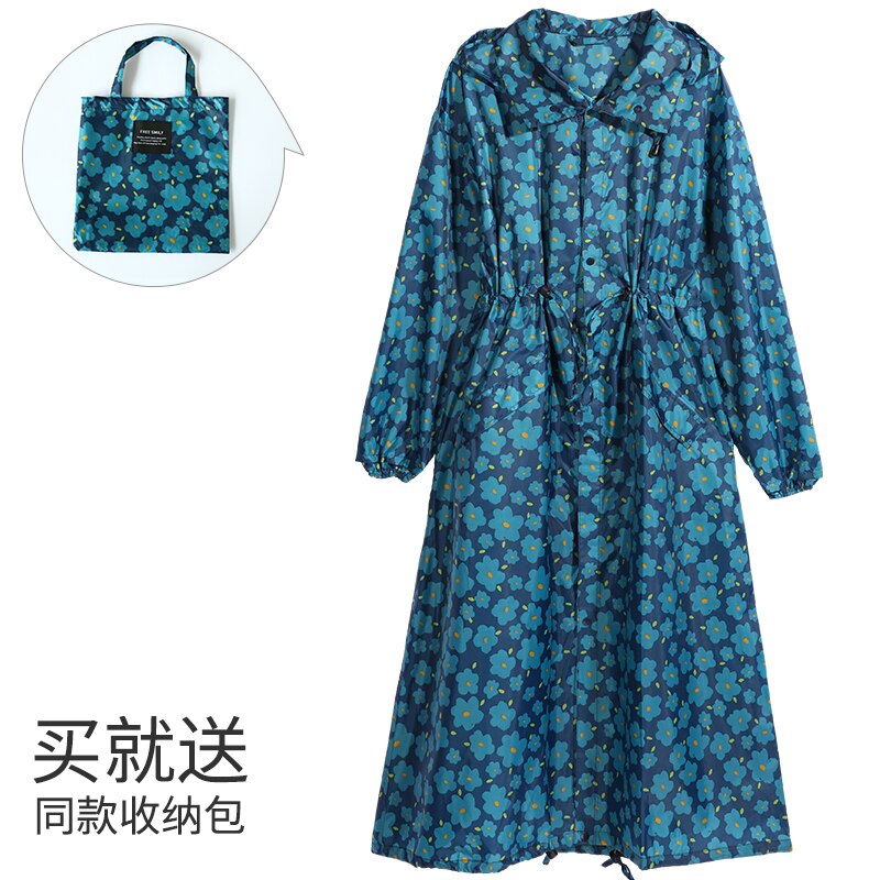 Lange Regenjas Vrouwen Mannen Waterdicht Winddicht Hooded Licht Regen Jas Poncho Jas Mantel Vrouwelijke Chubasqueros Witte Jas Binnen: 17001Blueflower