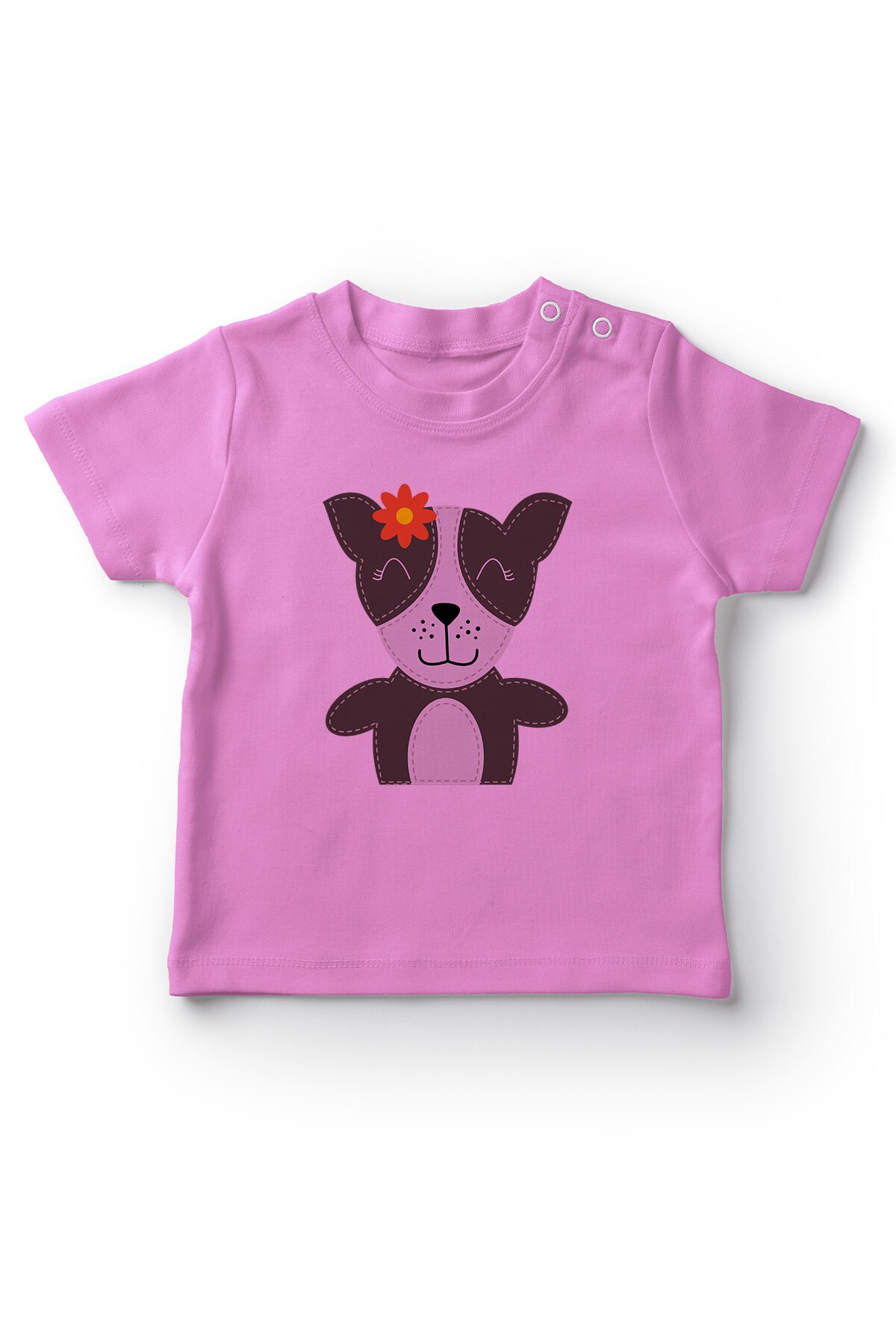 Angemiel Baby Floral Happy Dog Girl Baby T-Shirt Pink