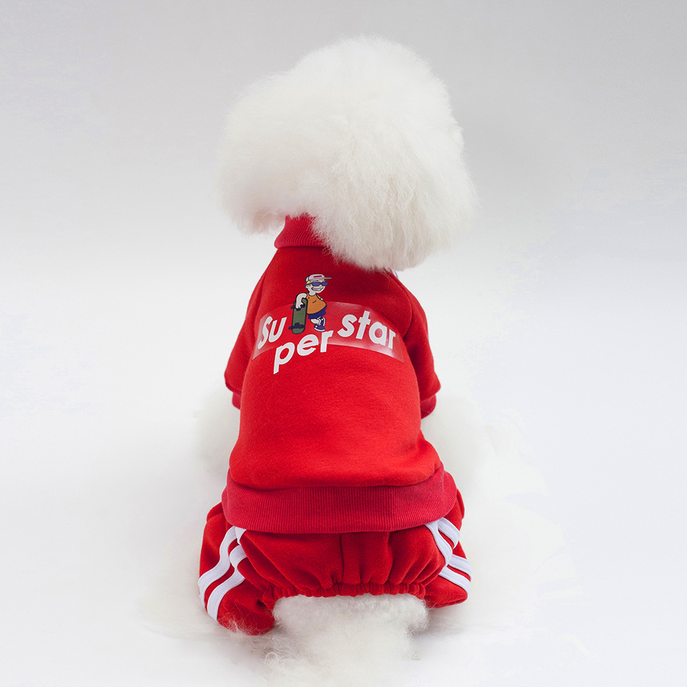 Pet Clothes for Dogs and Cats 4-Leg Hoodie Coat Pet Vest Puppy Clothes Print Apparel 5 Sizes Dog Clothes Dog Accessories: M / WHITE