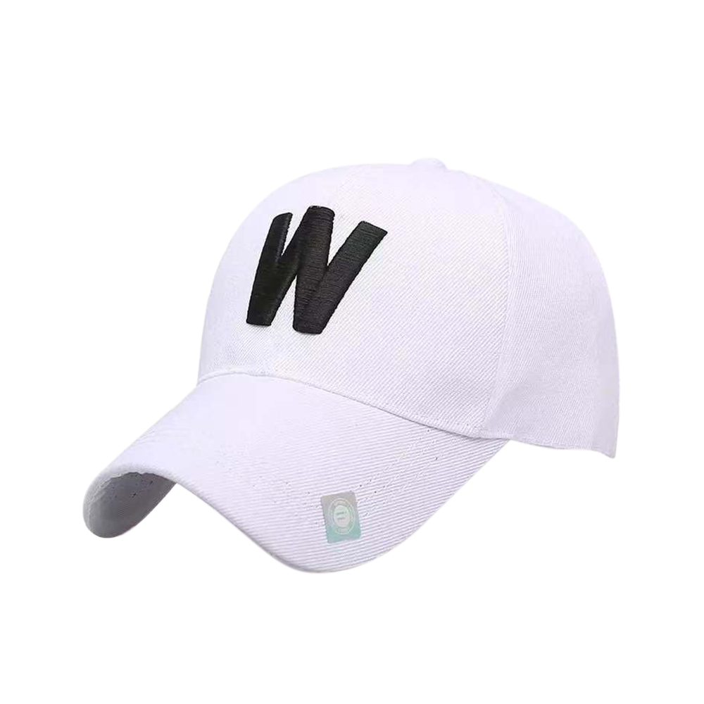 Mannen Vrouwen Vissen Hoed Multi Kleuren W Brief Hoed Paar Piekte Zonnescherm Monogram Outdoor Reizen Baseball Cap: WHITE