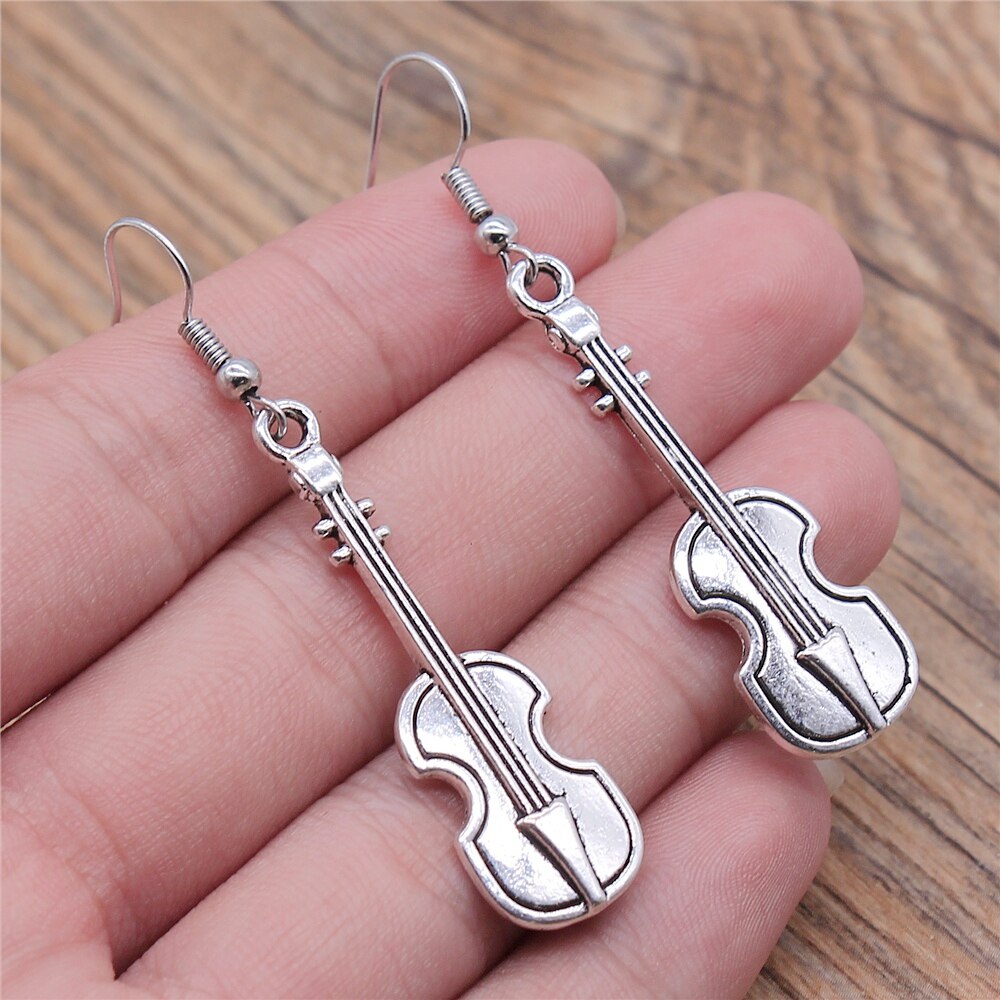 Musical Jewelry Earrings Musical Note Microphone Drum Guitar Violin Shaped Dangle Earrings For Girls Women: cobalt violet