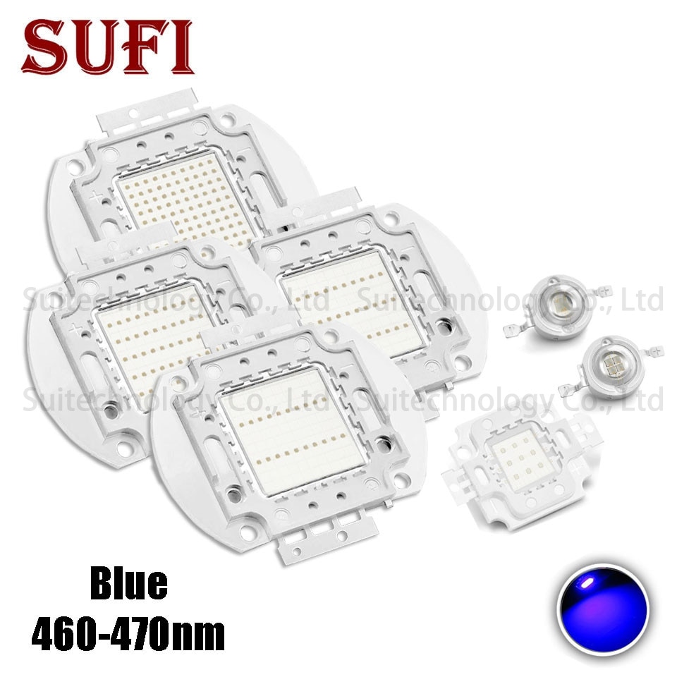 Krachtige led cob lamp smd lampen chip 1w 3w 5w 10w 20w 30w 50w 100w blauw 460-470nm voor podiumverlichting buitenmuurschijnwerper