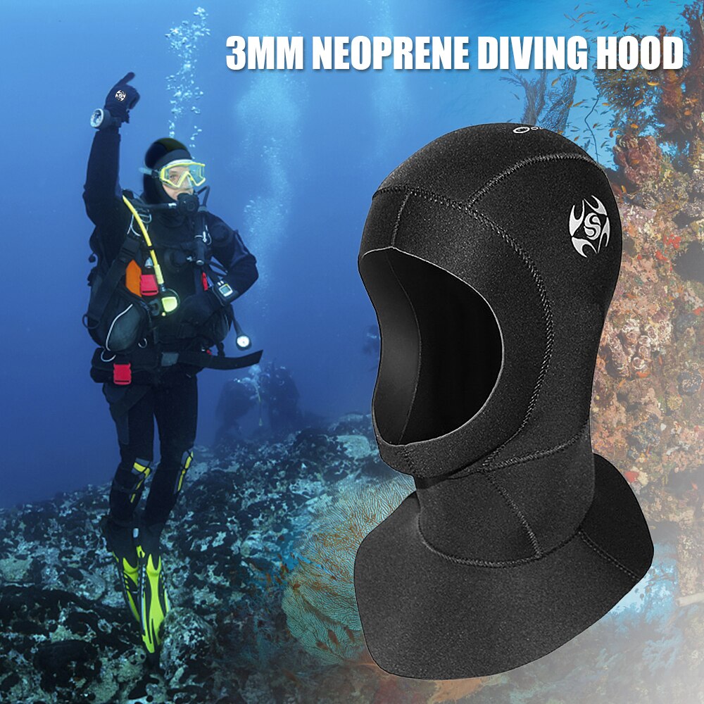 Capucha de buceo de neopreno de 3MM con hombros para invierno, gorro de protección para mantener el calor, equipo de esnórquel para pesca submarina
