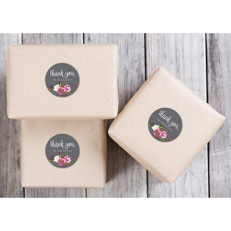 Thank You for Your Business Sticker Seal Labels Round Multi Color Flower 500 Labels Sticker Per Roll