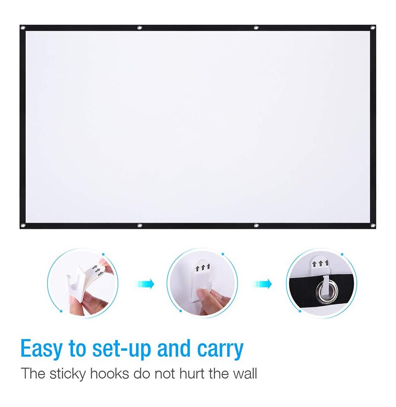 High Brightness Reflective Projector Screen 72 84 100 120 150 Inch 16:9 Fabric Cloth Projection Screen Folding