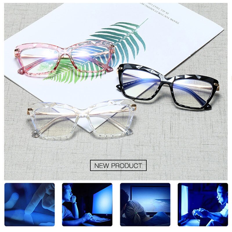 Montura de gafas cuadradas a la para mujer, montura de gafas de luz azul, lentes ópticas de ordenador, monturas transparentes