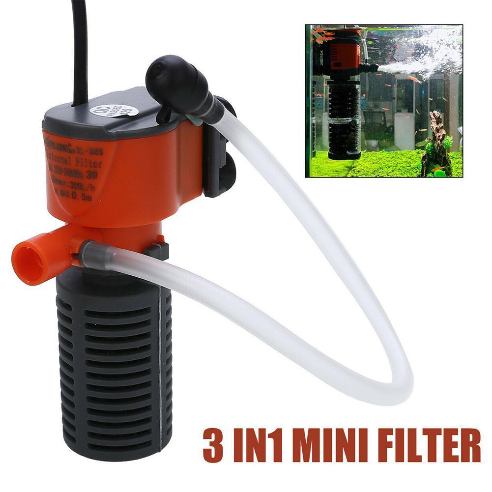 3 en 1 fonction Mini pompe pour filtre d'aquarium, 3W filtre filtrage pompe à débit faible bruit d'air pour l'augmentation de la pompe à éponge, eau H6E5