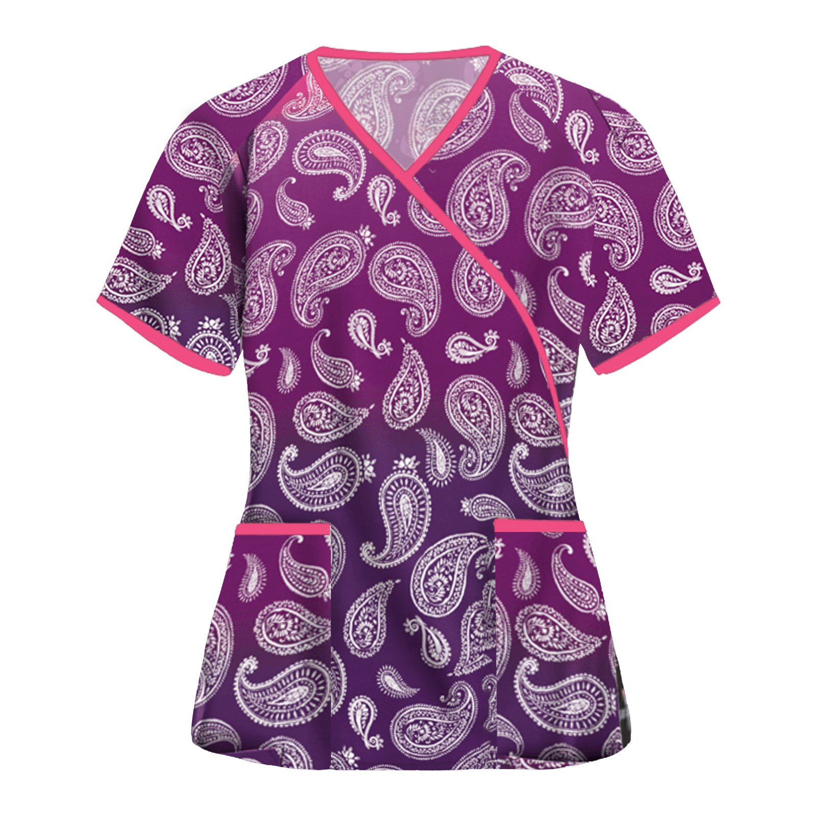 Scrubs Medische Uniformen Vrouwen Kleding Korte Mouw V-hals T-shirt Tops Werken Uniform Zomer Print Blouse Scrub Tops J30: PP / Xl