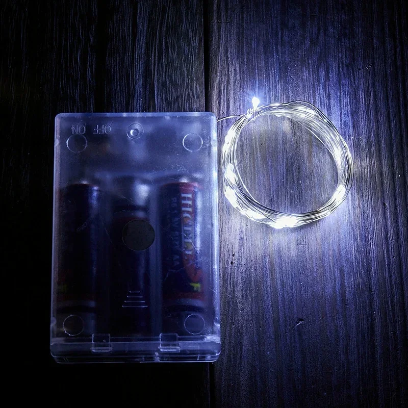 Silver Wire Festoon LED Light String Garden Outdoor Battery Box Garland Lamp for Wedding Camping Party Home Room Decoration: changeable / 11-15W