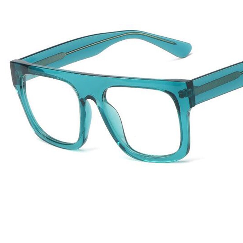 Transparent Glasses Oversized Square Women's Eyeglasses Frame Flat Top Men's Glasses Frame Pink Blue Large Feminine Glass