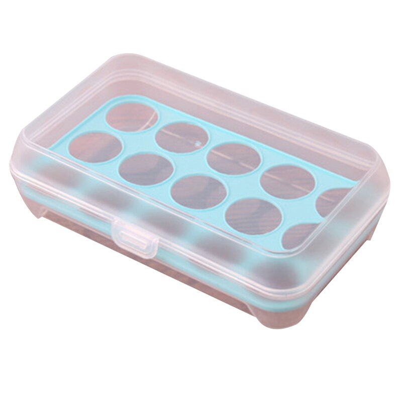 Bandeja de plástico para huevos, recipiente de almacenamiento para guardar huevos, contenedor organizador portátil con tapa para bandeja de huevos de uso doméstico 1 Uds: Blue 15 grids