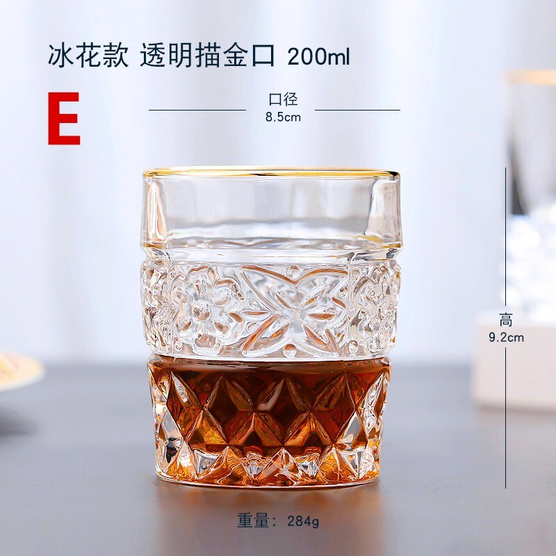 Gold Rim Whiskey Glass Mug Irregular Shape Whisky Glass Wine Glass Beer Glass Cups And Mugs Style Transparent Cups: E